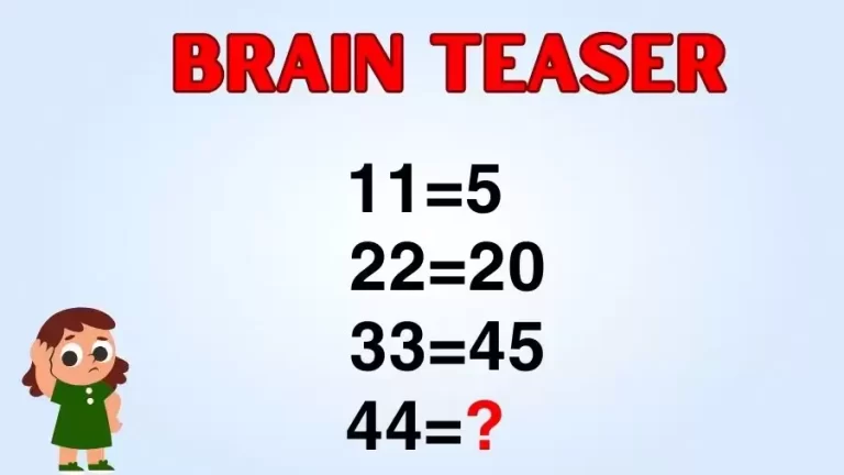 Brain Teaser IQ Test: If 11=5, 22=20, 33=45, then 44=?