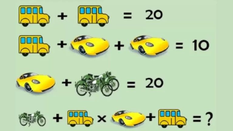 Brain Teaser: Find the value of each vehicle in this maths puzzle