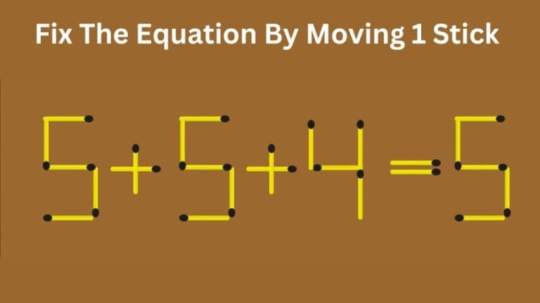 Brain Teaser IQ Challenge: 5+5+4=5 Fix The Equation By Moving 1 Stick