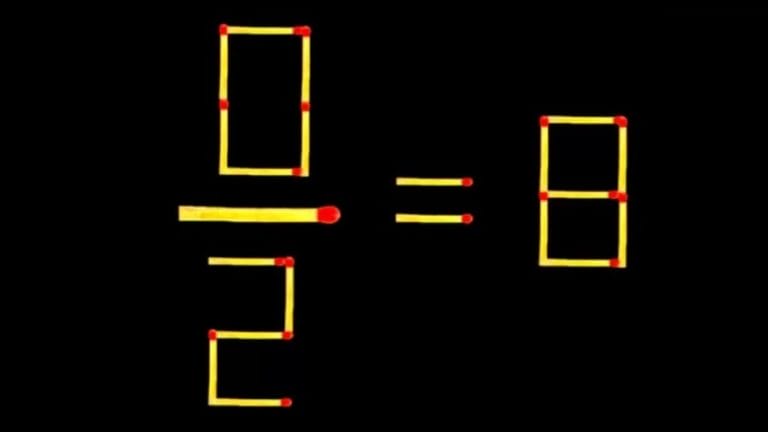 Brain Teaser - Turn the wrong equation 0/2=8 right by moving 2 sticks