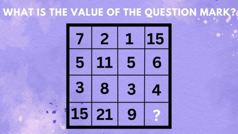 Brain Teaser: What is the value of the question mark in this square maths puzzle?